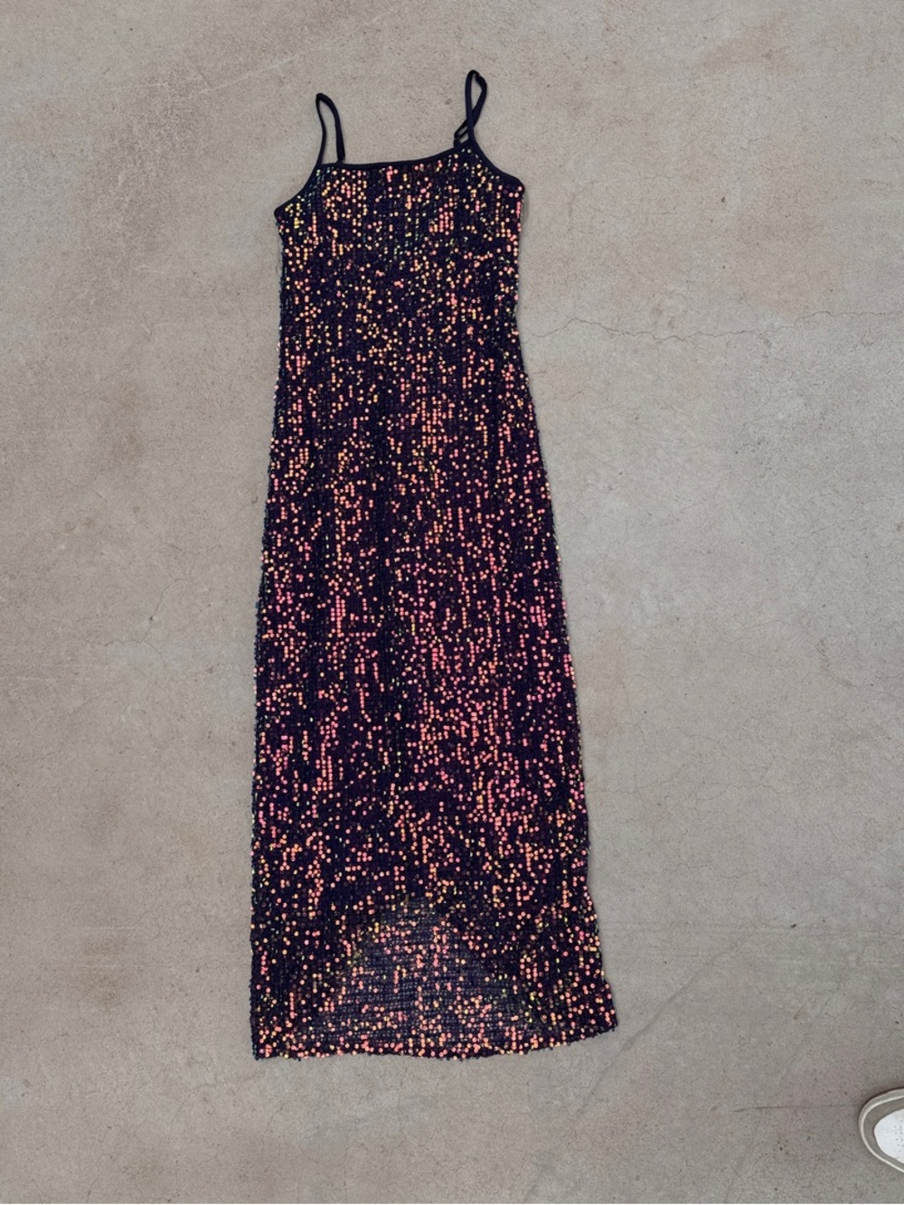 Pink Republic Black Maxi Slip Dress with Pink Sequin Detailing
